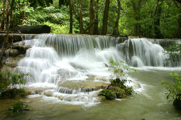 Waterfall in deep forest at Kanchanaburi, Thailand