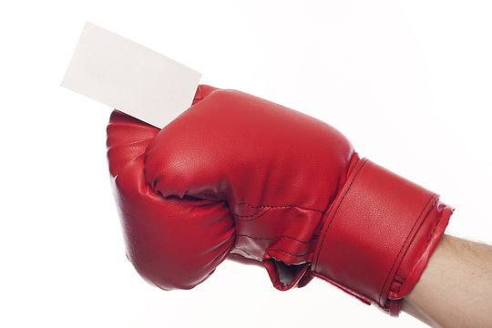 Empty business blank in boxing gloves