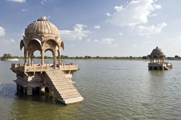 Shrines in a lake, India