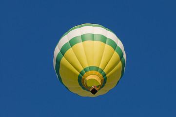 Hot-air balloon airborne, shot from beneath
