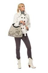 sexy blonde woman posing in studio