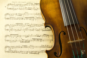 Vintage viola and sheet music