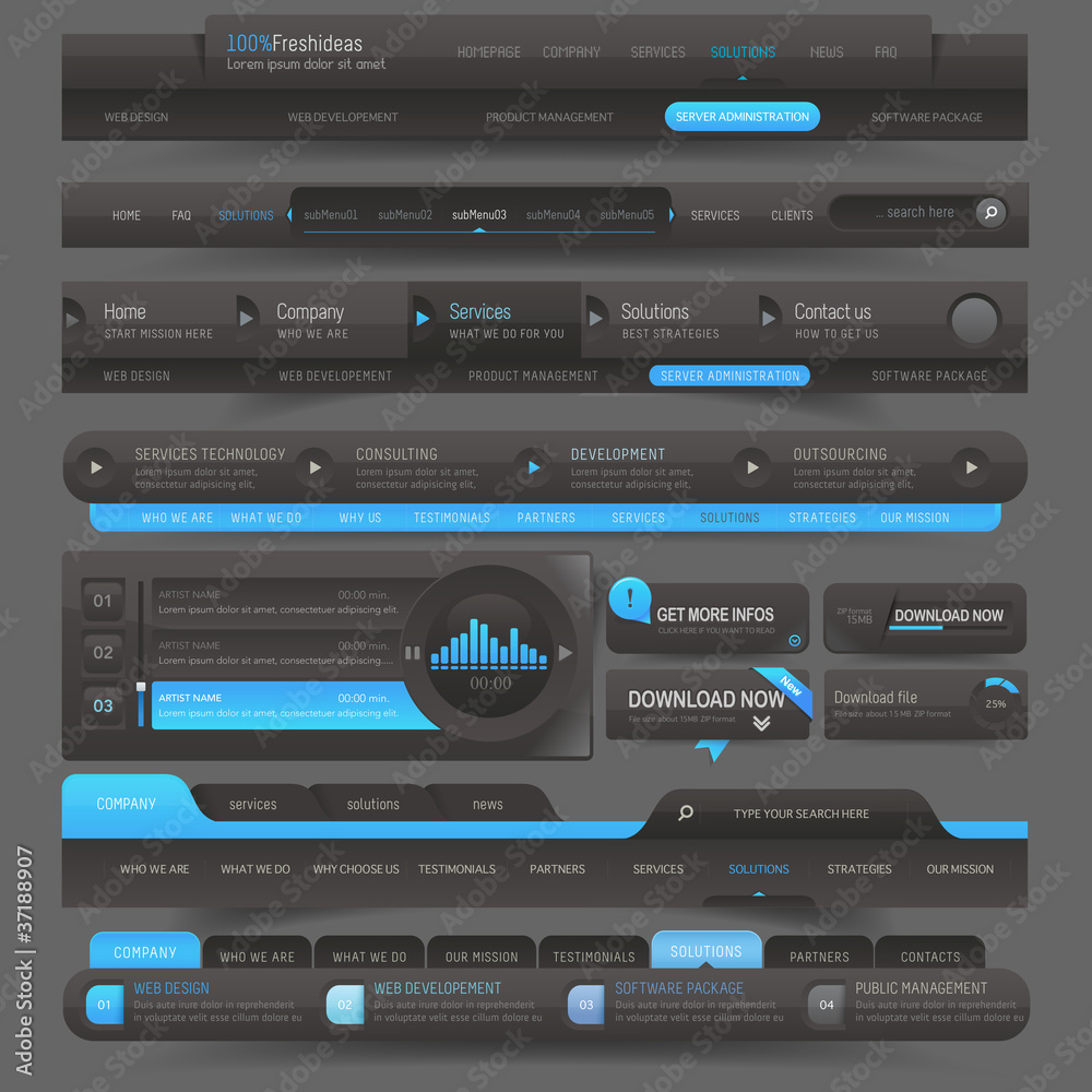 Wall mural web site design template navigation elements