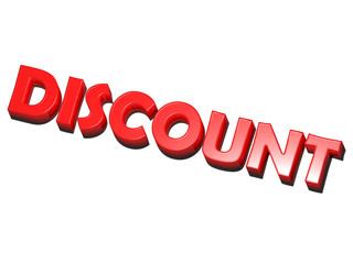 the word discount, red on white background