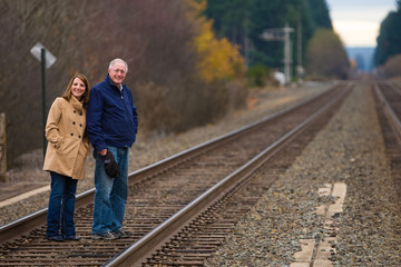 Young woman and old man