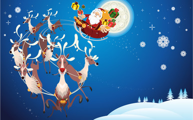 Reindeer And Santa Claus Christmas