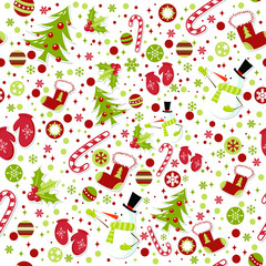 Seamless pattern with cute cartoon Christmas mittens © Yuzach