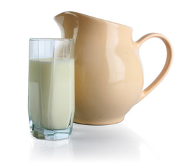 Milk jug and glass