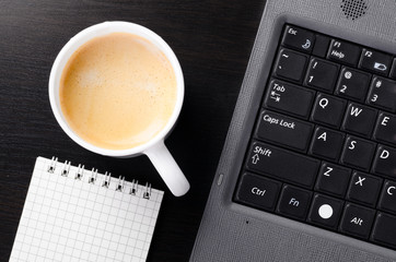 laptop with cup of coffee