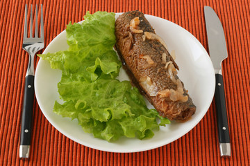 fish with salad