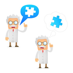 set of funny cartoon scientist