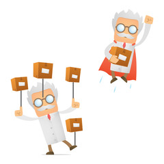set of funny cartoon scientist