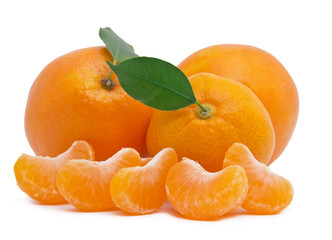 Mandarines isolated on white background