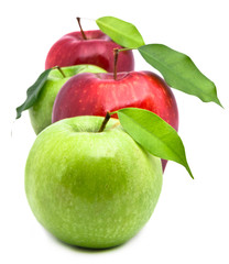 Red and green apples isolated on white background