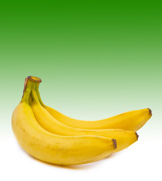 Bananas isolated on white-green background