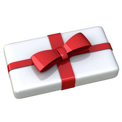 Gift box with red ribbon 3d