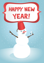 Happy new year greeting card Snowman