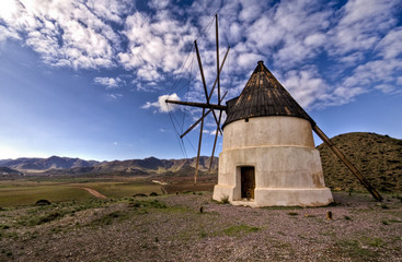 Old Windmill in Las Negras Cabo de Gata natural Park Almeria And