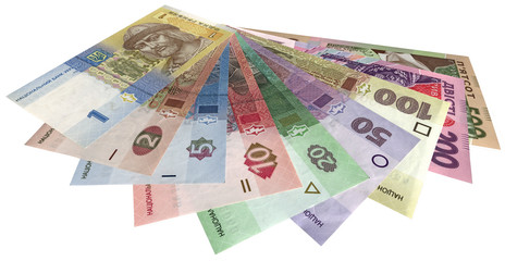 Obraz na płótnie Canvas ukraiński pieniądze (hrywien) samodzielnie na białym tle