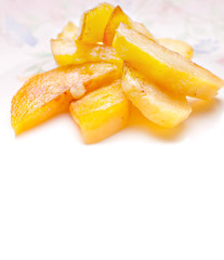 Fried appetizing slices of a potato