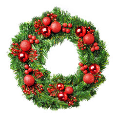 Fototapeta na wymiar Loaded Christmas wreath