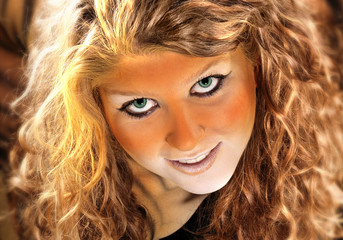 bodypainted tiger girl portrait