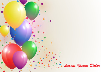Beautiful Vector Baloons Background with Confetti