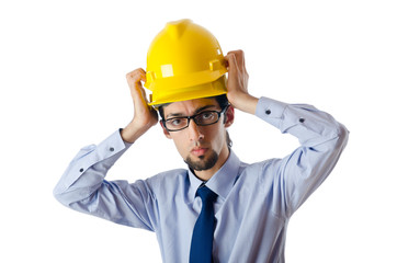 Construction safety concept with builder