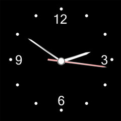 round office wall clock isolated on black. vector