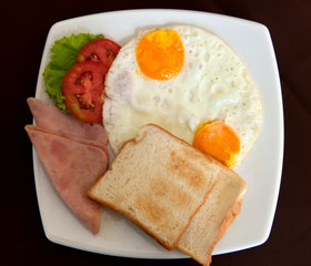 Dish with breakfast