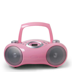 Pink stereo CD mp3 radio cassette recorder isolated