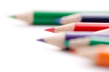 Colored pencils with shallow depth of field