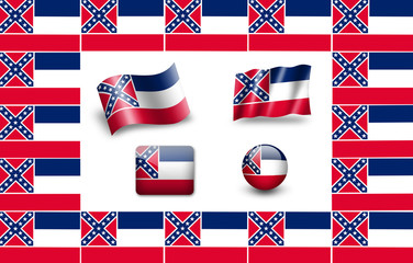 flag of Mississippi. icon set