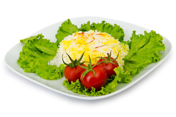 Rice pilaff in the plate