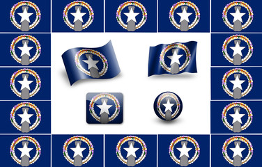 Flag of Northern Mariana Islands. icon set