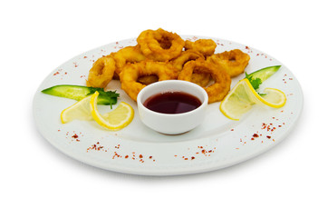 Calamari rings in the plate