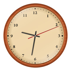 Wooden wall clock, vector illustration