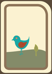 Bird Postcard Vector