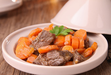 tajine, beef and carrot