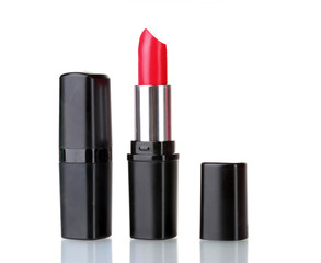 Red lipstick isolated on white background