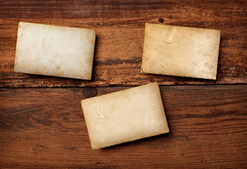 old photo postcard on wood