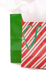 Red and green Christmas gift bags