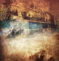 Grunge steam locomotive, vintage background