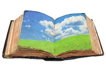 Open book with blank pages isolated