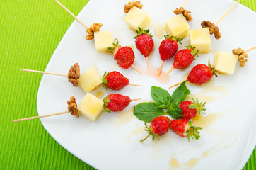 Fruit dessert in the plate
