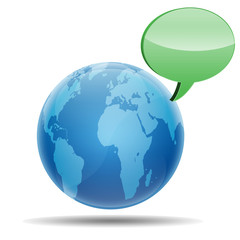 Esfera brillante planeta con simbolo comentario