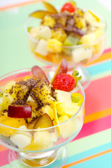 Fruit dessert in the plate