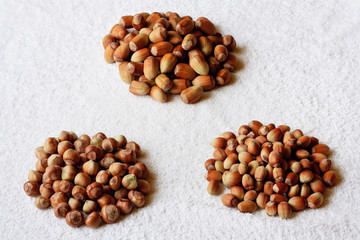 Different hazelnuts