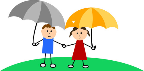 Obraz na płótnie Canvas Children with umbrellas