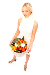 blonde Frau mit Gemüse